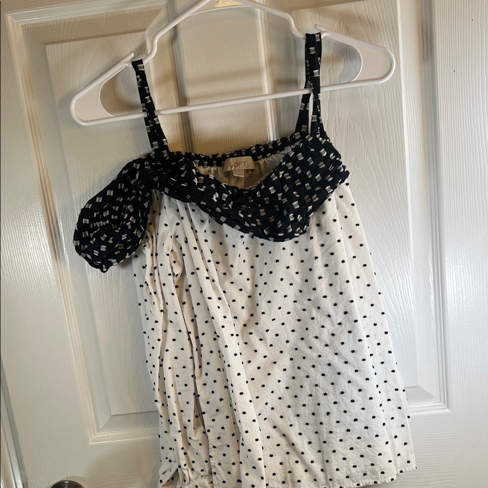 LOFT Black and White Polka Dot Blouse